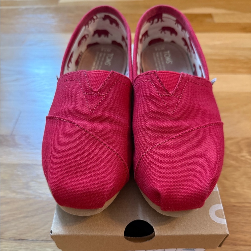 Classic Toms Red Canvas Slip-Ons